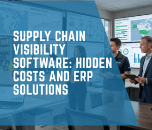 Supply chain visibility software dashboard showing inventory, procurement, warehouse, and fulfillment data.